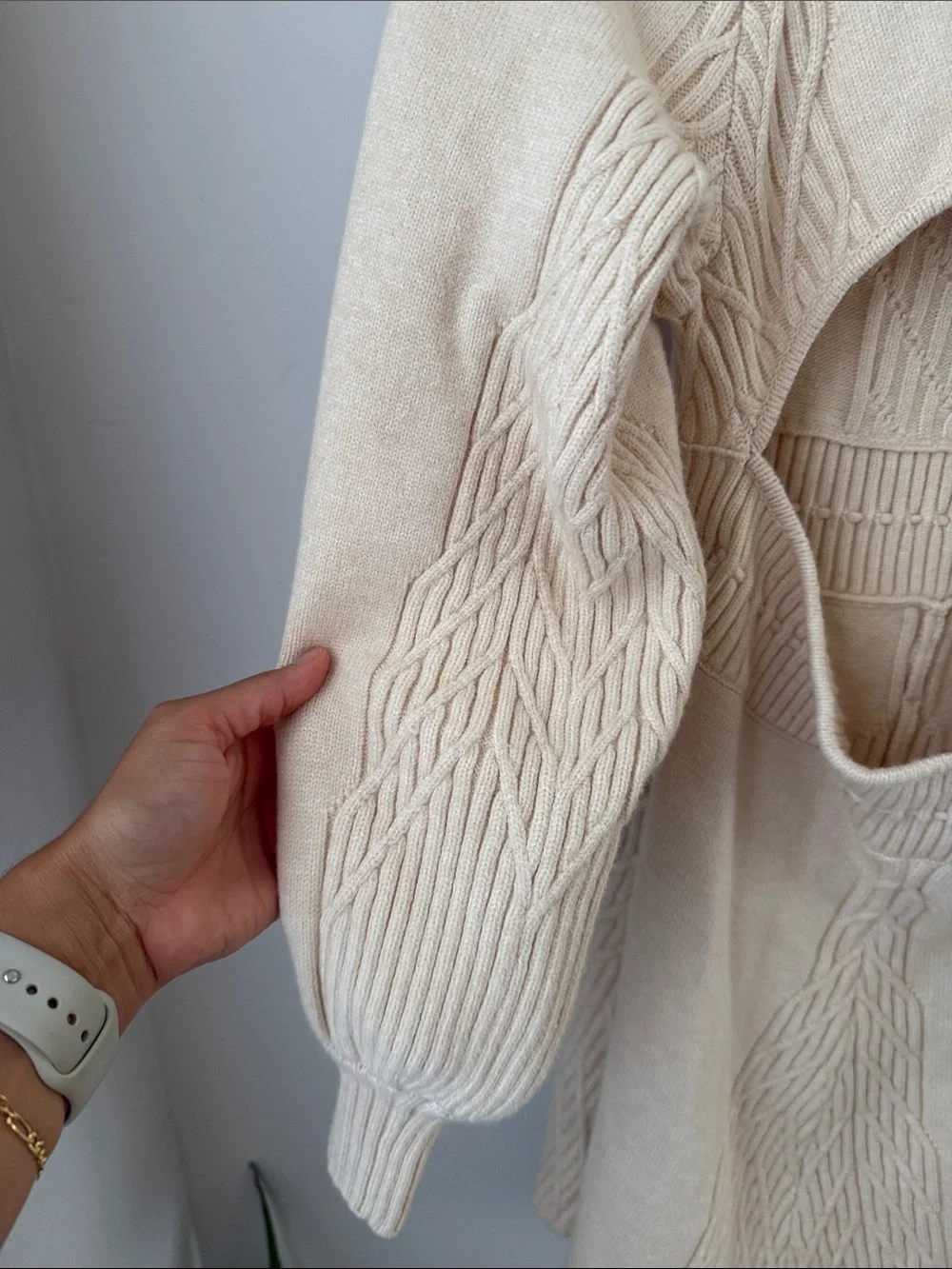 Free People Emmaline Mini Sweater Dress Evening Cream Cable-Knit Romantic Cozy